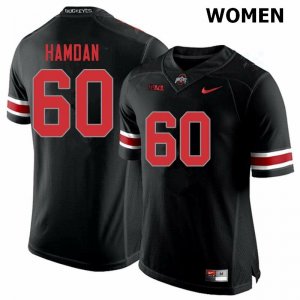 Women's Ohio State Buckeyes #60 Zaid Hamdan Blackout Nike NCAA College Football Jersey Special AZJ1744LF